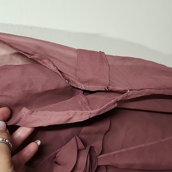 Spiegel 100% Silk Deep Mauve Rossette sheer Tank Top Y2K coquette girl womens 18 - Picture 6 of 7